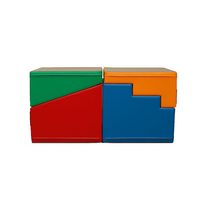 A compact, colorful IGLU step and slide set