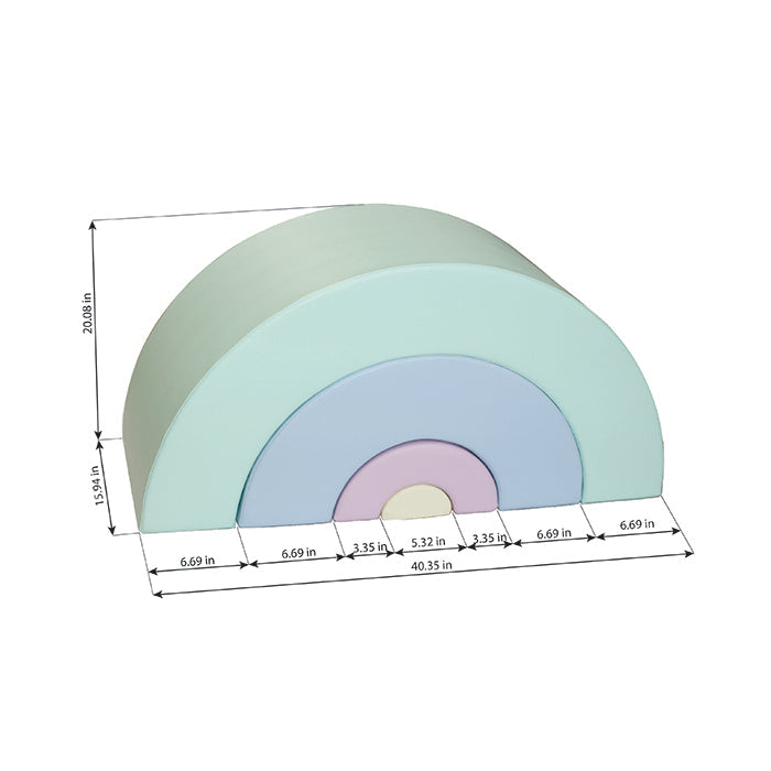 Rainbow soft play foam set measurements