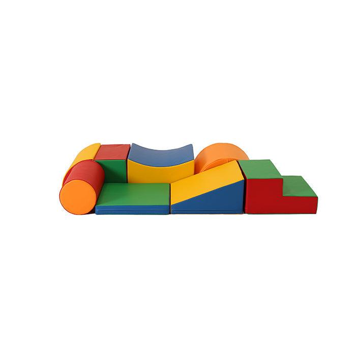 A versatile playset of Soft Play Activity Set - Adventurer foam blocks on a white background.
