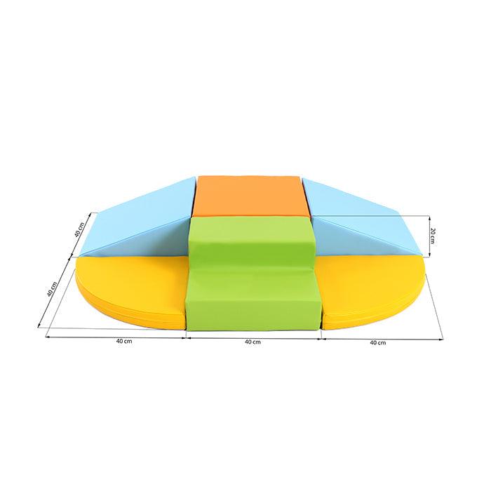 A Soft Play Set - Two Way Crawler by IGLU Soft Play, consisting of colorful foam blocks, is stacked for children to climb and discover.