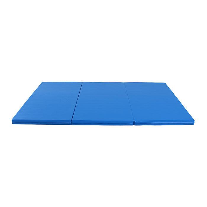 Unfolded 3-fold mattress set in blue