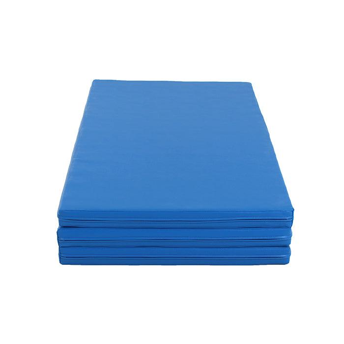 A blue 3-fold mattress set