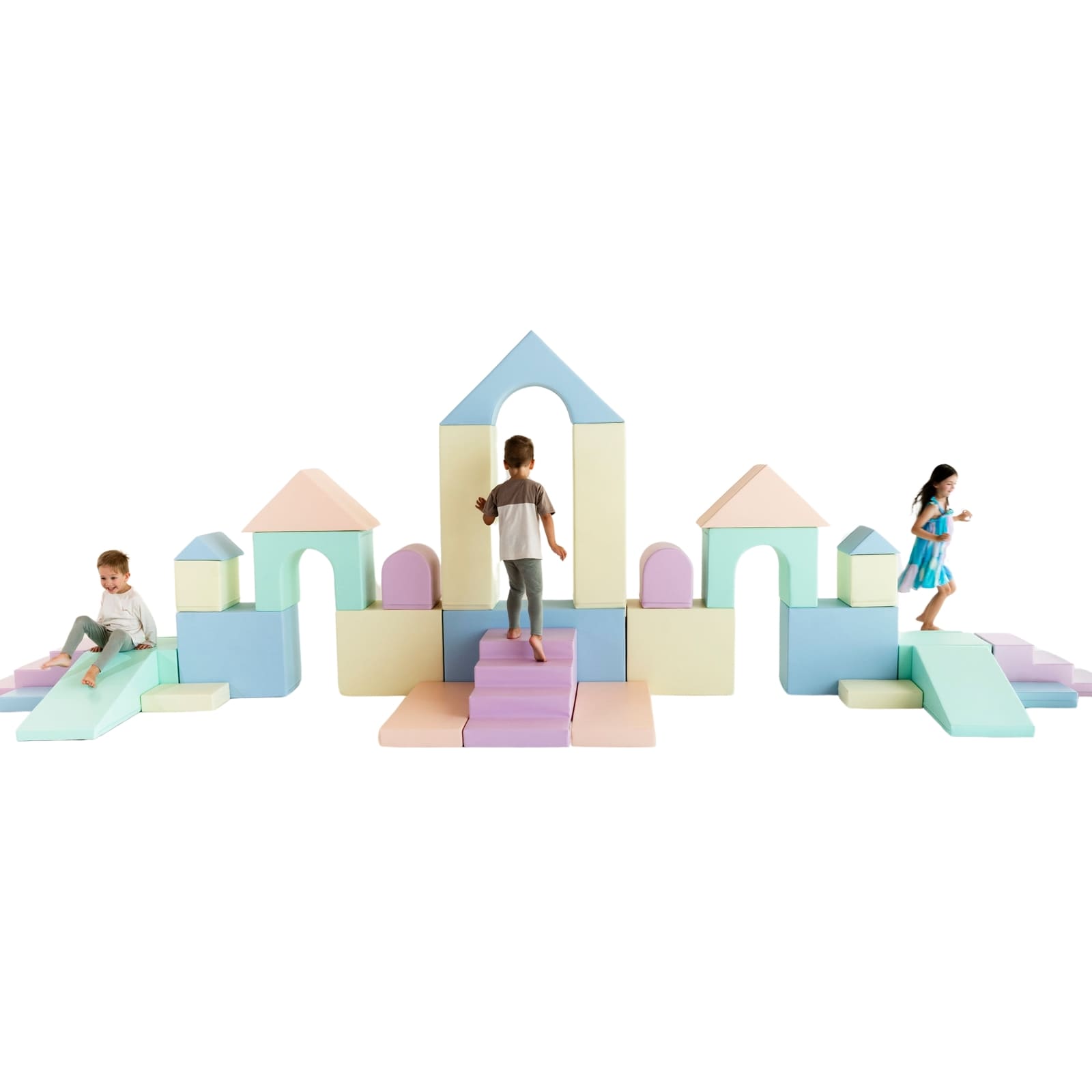 Loc de joaca pentru copii, IGLU Soft Play, 6 forme din spuma de polietilena, multicolor Loc de joaca pentru copii, IGLU Soft Play, 6 forme din spuma de polietilena, multicolor
