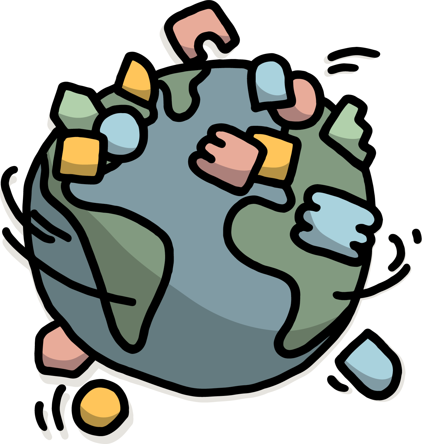 A colorful and abstract globe icon
