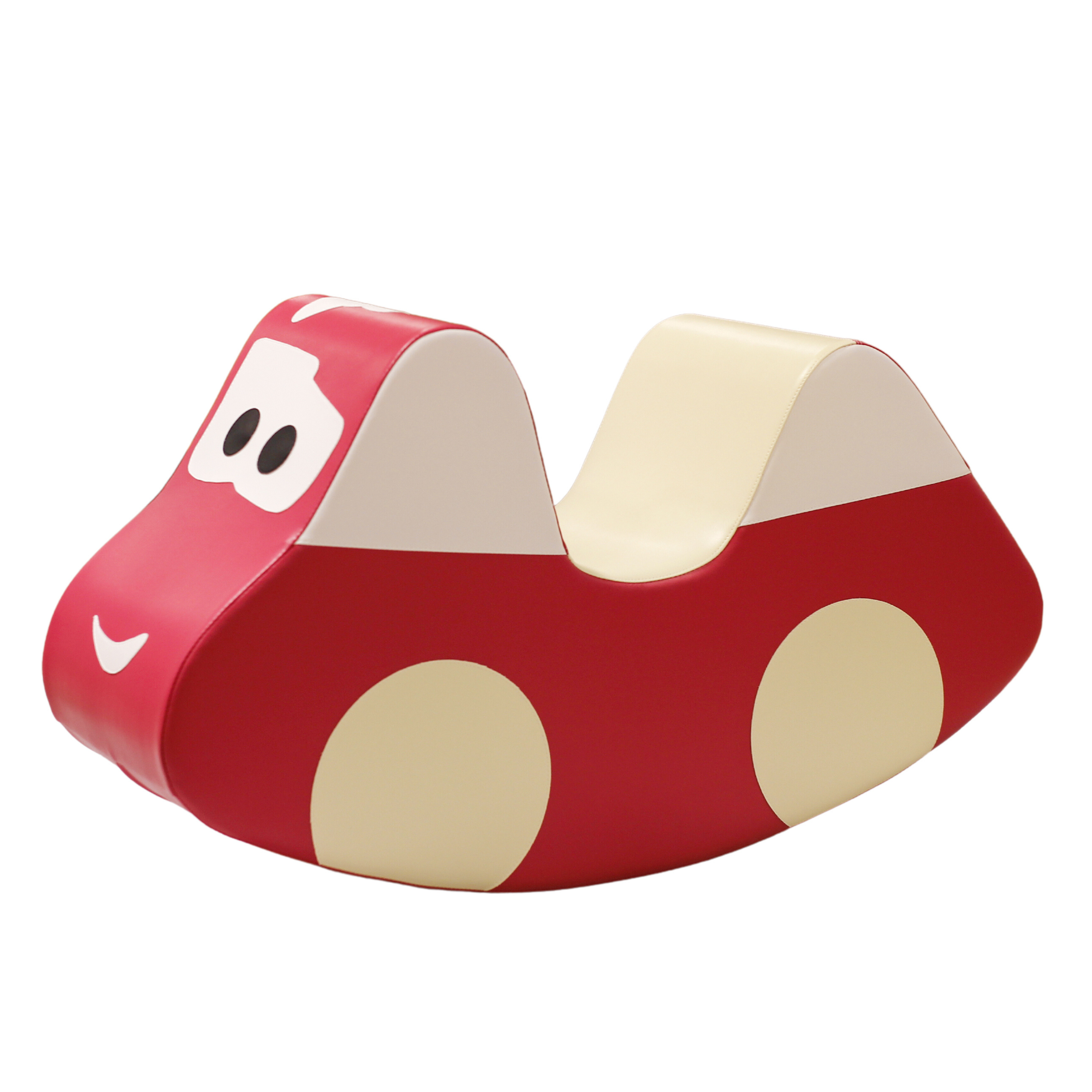 red and white car rocking toy