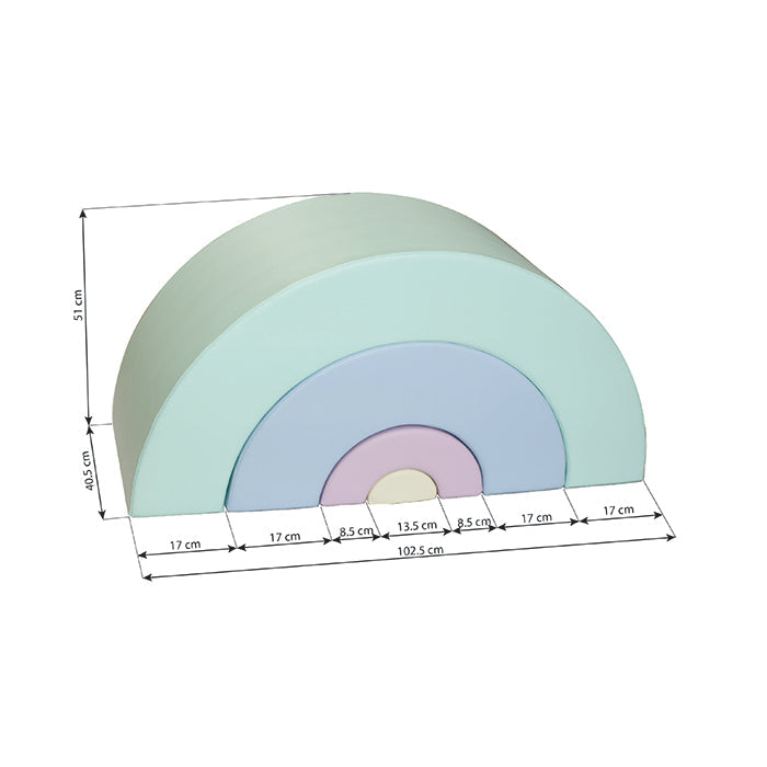 Rainbow soft play foam set measurements